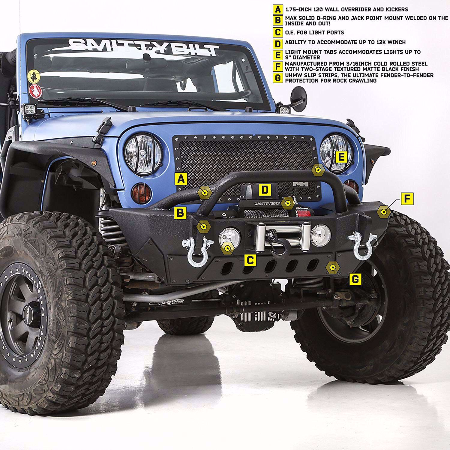 Alldogs Offroad Coop. Smittybilt 76807 JK Jeep Wrangler XRC Gen2 Front